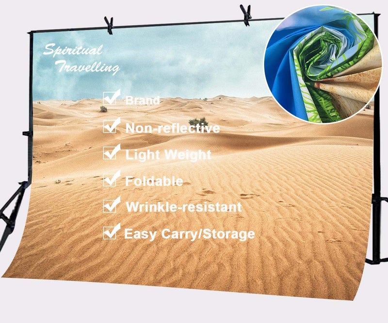 SSCSTS STS 9x6ft Desert Landscape Photography Backdrop Sand Dunes Sparse Green Shrub Plant Trees Blue Sky Natural Scenery Background BJZYSS23 - Image 5